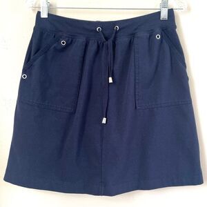 Christopher & Banks Navy Blue Skort Skirt Drawstring Pockets Preppy SZ PS